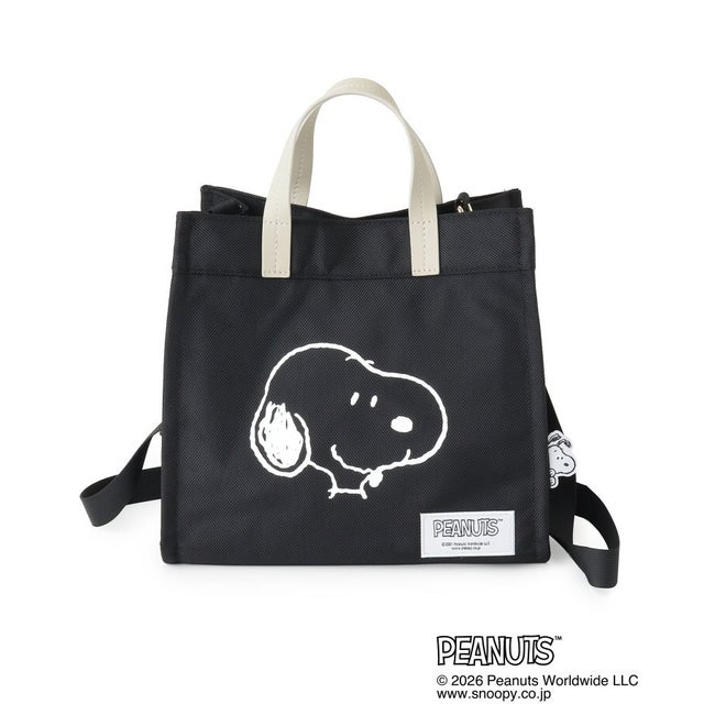 ◆SNOOPY 2WAY帆布トートバッグ （ブラック(919)）