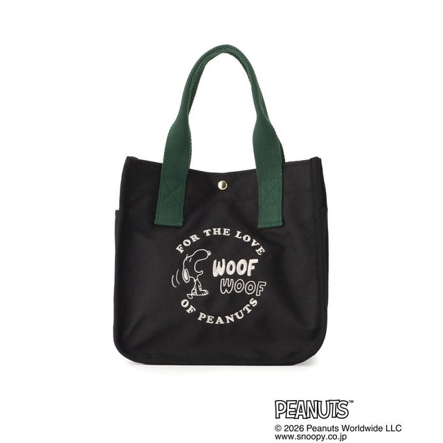 ◆SNOOPY 刺繍ミニトート バイカラー （ブラック(919)）