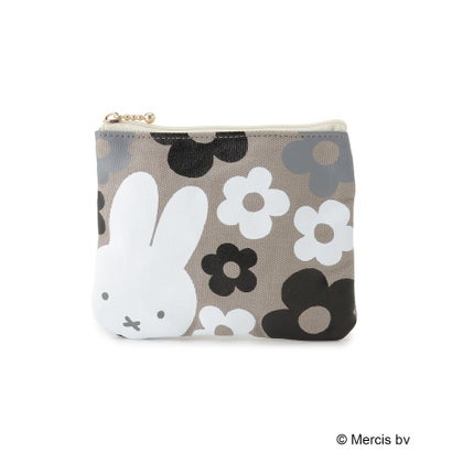 ◆Dick Bruna miffy ミニフラットポーチ フラワー （グレー(912)）｜詳細画像