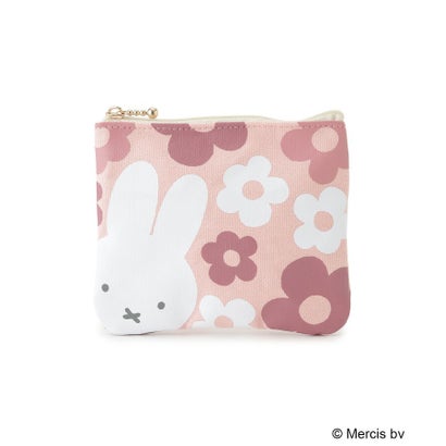 ◆Dick Bruna miffy ミニフラットポーチ フラワー （ピンク(972)）｜詳細画像