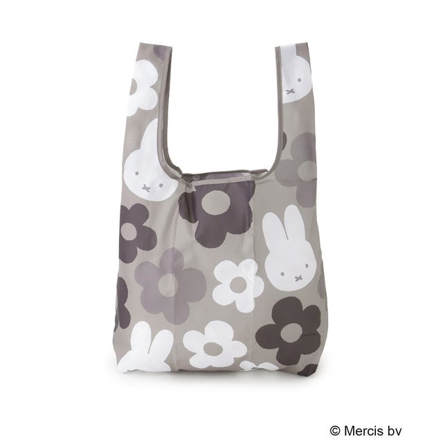 ◆Dick Bruna miffy ショッピングバッグ S フラワー （グレー(912)）