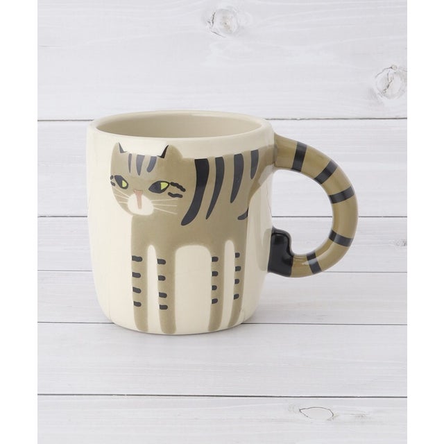 ◆ハンドペイント キャットマグ 400ml （ベージュ(952)）
