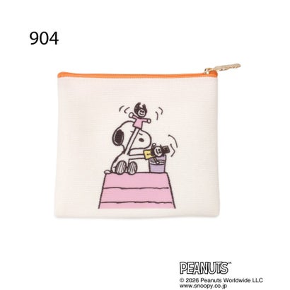 ◆SNOOPY フラットニットポーチ （アイボリー(904)）｜詳細画像