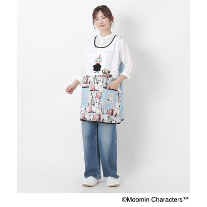 ◆MOOMIN ラン型エプロン コミック柄 （サックスブルー(990)）｜詳細画像