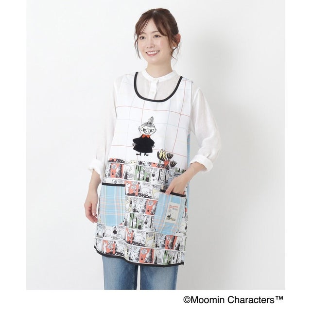 ◆MOOMIN ラン型エプロン コミック柄 （サックスブルー(990)）
