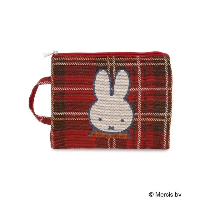 ◆Dick Bruna miffy マルチポーチ チェックジャカード （レッド(962)）