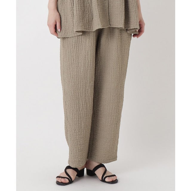 ◆エンボス加工 タックパンツ （グレージュ(950)）