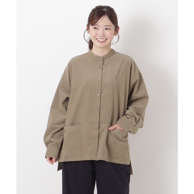 ◆コーデュロイ バンドカラーシャツ （ベージュ(952)）