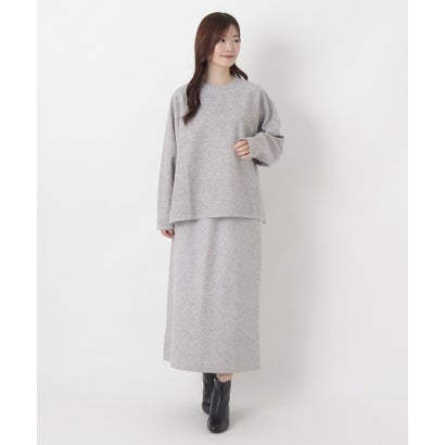 ◆【リンネル10月号掲載】起毛ニットソーラグラン切替ビッグプルオーバー （ライトグレー(911)）｜詳細画像