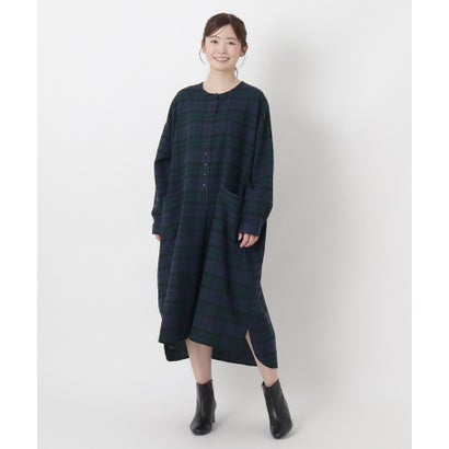 ◆【リンネル10月号掲載】リサイクルネルワンピース （ネイビー(994)）｜詳細画像