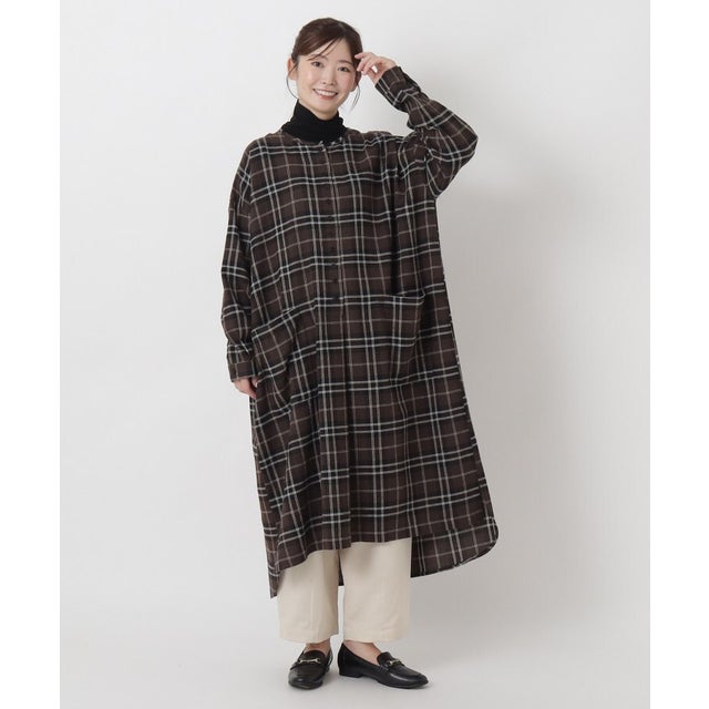 ◆【リンネル10月号掲載】リサイクルネルワンピース （ブラウン(943)）