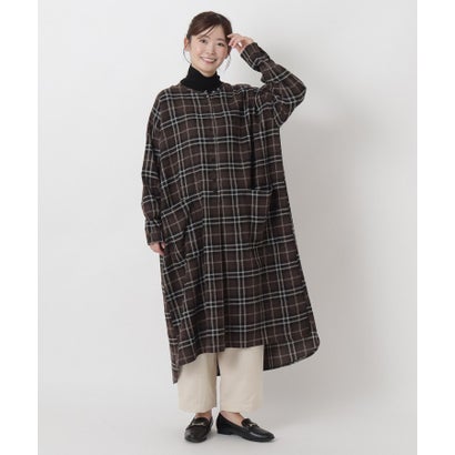 ◆【リンネル10月号掲載】リサイクルネルワンピース （グリーン(922)）｜詳細画像