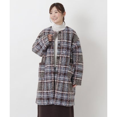 ◆【リンネル10月号掲載】ブークレーノーカラーコート （ブルー(993)）｜詳細画像