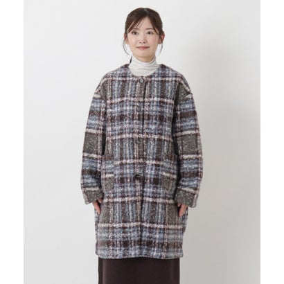 ◆【リンネル10月号掲載】ブークレーノーカラーコート （ブルー(993)）｜詳細画像