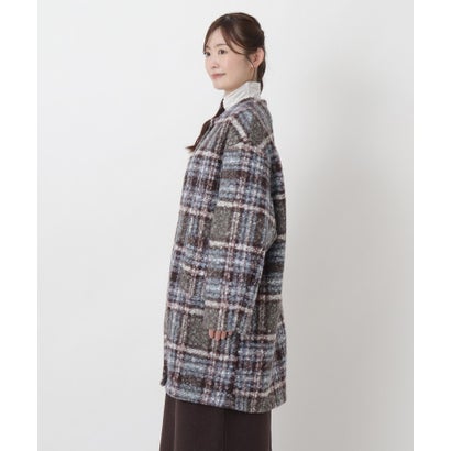◆【リンネル10月号掲載】ブークレーノーカラーコート （ブルー(993)）｜詳細画像