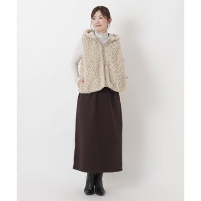 ◆【リンネル10月号掲載】プードルファー配色ベスト （グレージュ(950)）｜詳細画像