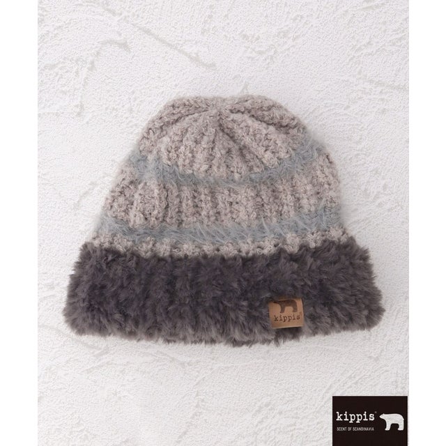 ◆【あったか】Kippis キッピス ファーヤーンニット帽 （グレー(912)）