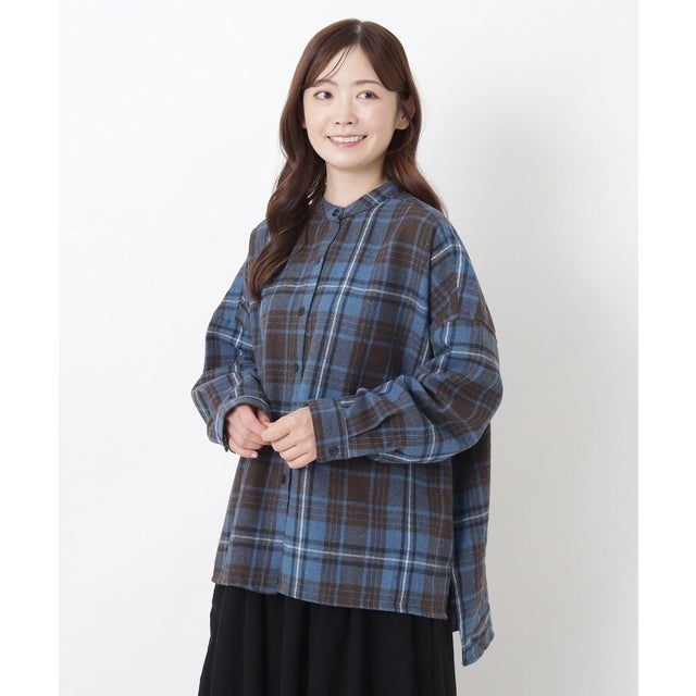 ◆ネルバンドカラーシャツ （モカブラウン(942)）