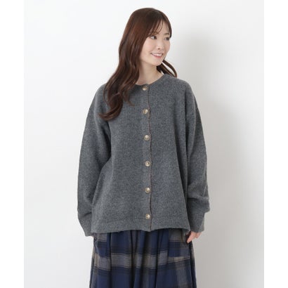 ◆クルーネック 袖裏配色ニットカーディガン （イエロー(932)）｜詳細画像