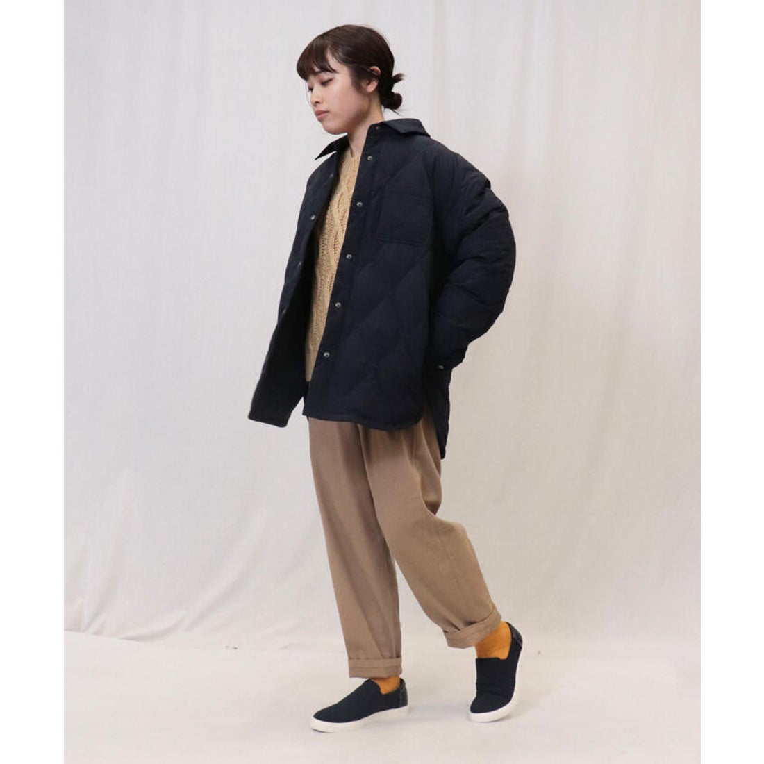 オニギリ ONIGIRI ショート ダウンコート （ネイビー） - ファッション 