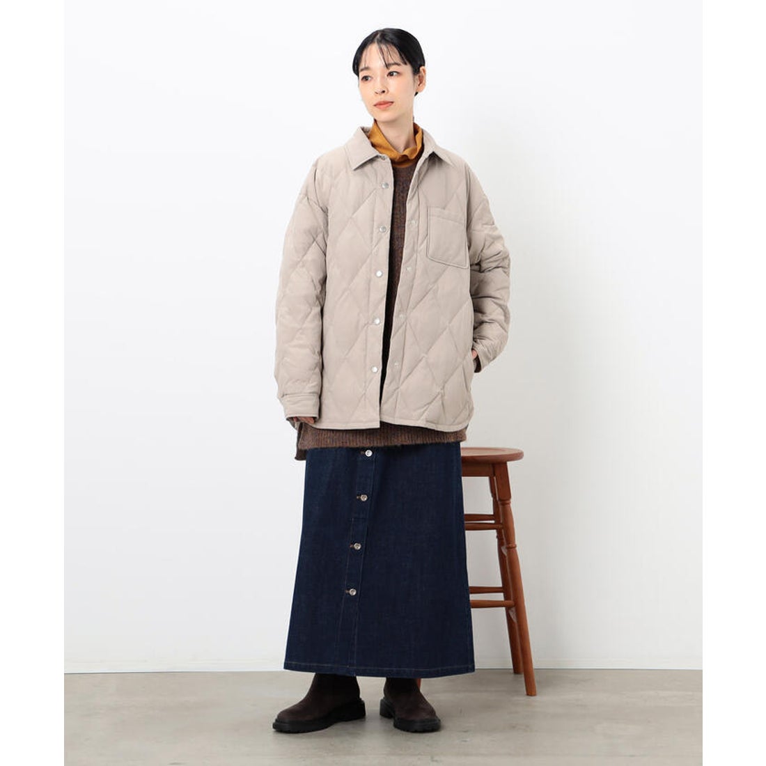 オニギリ ONIGIRI ショート ダウンコート （ネイビー） - ファッション 