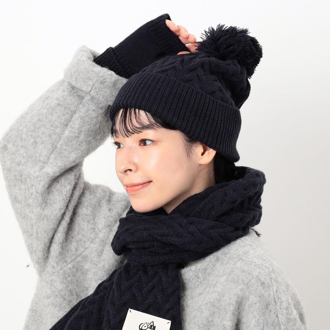 オニギリ ONIGIRI 【一部店舗限定】ケーブルニット帽 （ネイビー