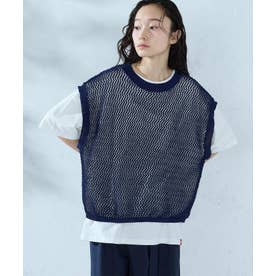 【セットアイテム】メッシュニットベスト＋Tシャツ （ネイビー）