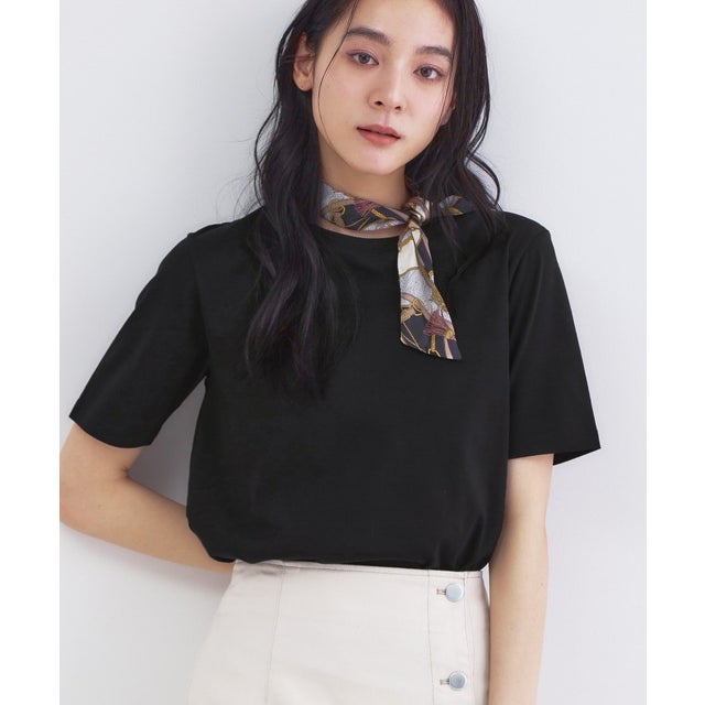 オーガニックコットン混ベーシックTシャツ【洗濯機OK】 （ブラック(019)）