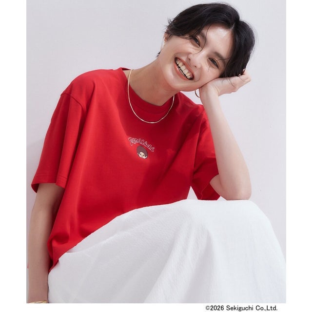 ◆【モンチッチ】フロントプリント＆ロゴ刺繍ショートTシャツ《洗濯機OK》 （レッド(062)）