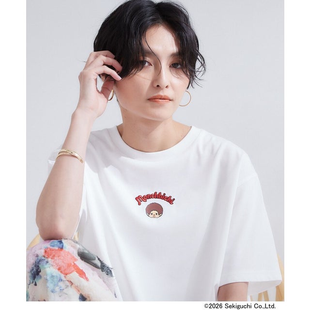 ◆【モンチッチ】フロントプリント＆ロゴ刺繍ショートTシャツ《洗濯機OK》 （ホワイト(001)）