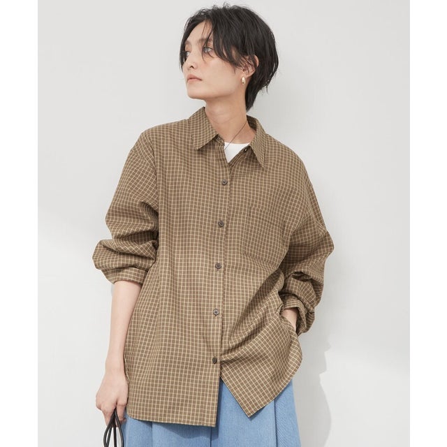 チェック柄シャツ【洗濯機OK】 （ブラウン(240)）