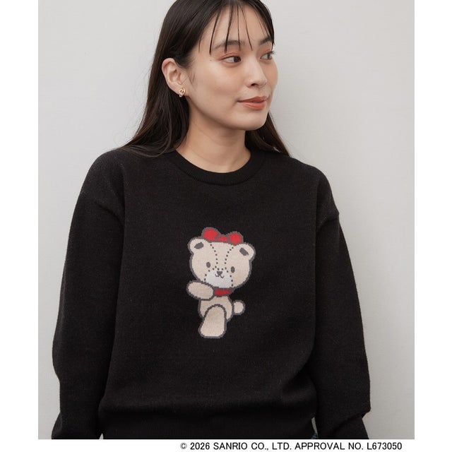 ◆【HELLO KITTY ／ TINY CHUM】ジャガードニットプルオーバー （ブラック(019)）