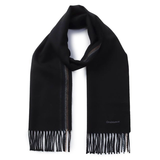 日本製マルチカラーストライプマフラー （BLACK）