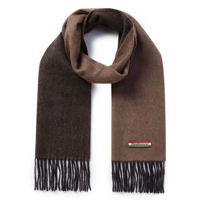 リバーシブルカシミヤ100％マフラー （BROWN）
