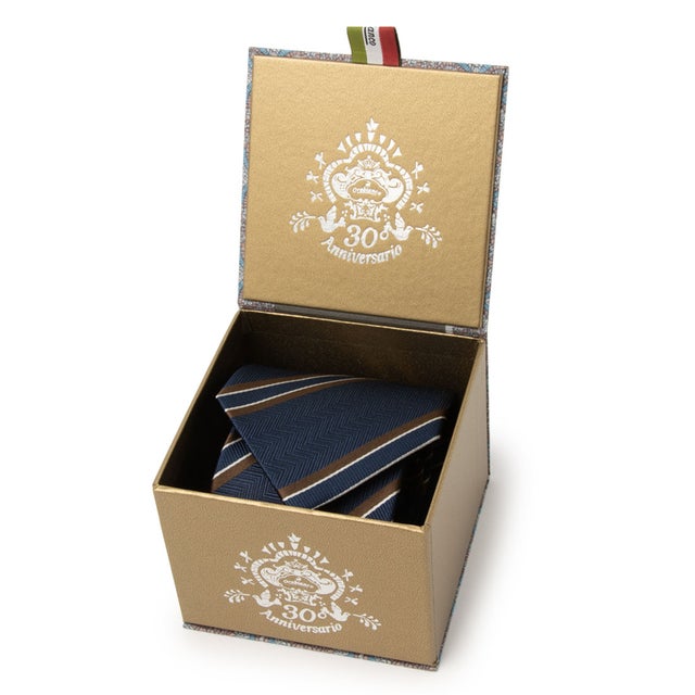 ネクタイ30th Anniv BOX ストライプ （ダルブルー）