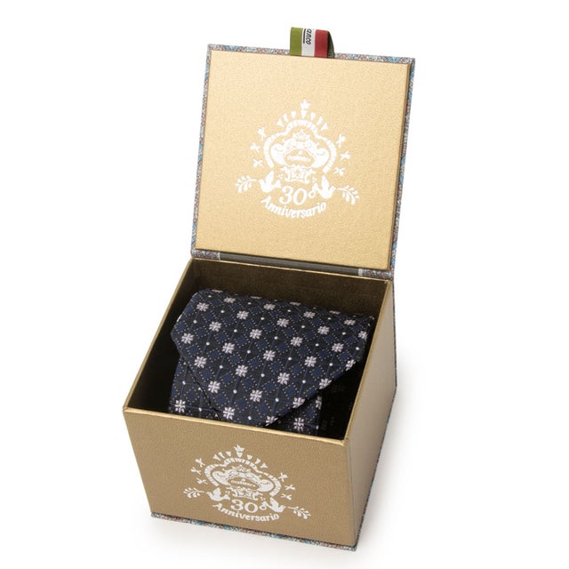 ネクタイ30th Anniv BOX 小紋 （ダークネイビー）