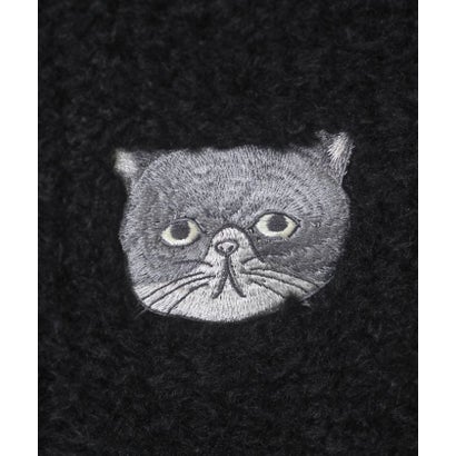 ネコ刺繍ボアバッグ （ブラウン）｜詳細画像
