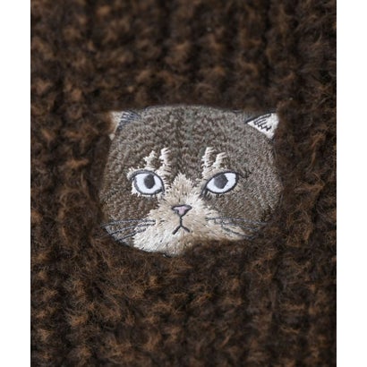 ネコ刺繍ボアバッグ （ブラック）｜詳細画像