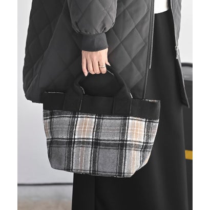 アールピーエス rps 起毛チェックミニトートBAG （ブラック2）｜詳細画像