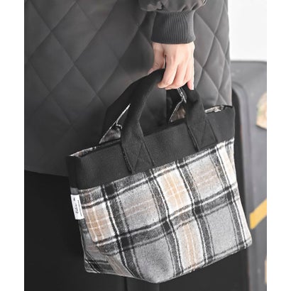アールピーエス rps 起毛チェックミニトートBAG （ブラック）｜詳細画像