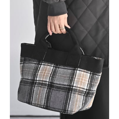 アールピーエス rps 起毛チェックミニトートBAG （ブラウン）｜詳細画像