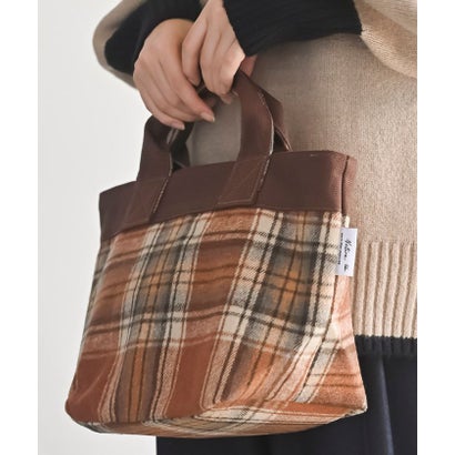 アールピーエス rps 起毛チェックミニトートBAG （ブラウン）｜詳細画像
