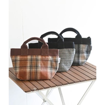 アールピーエス rps 起毛チェックミニトートBAG （ブラウン）｜詳細画像