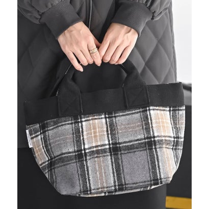 アールピーエス rps 起毛チェックミニトートBAG （ブラウン）｜詳細画像