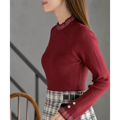 シアーネックリブニットプルオーバー （アイボリー）｜詳細画像