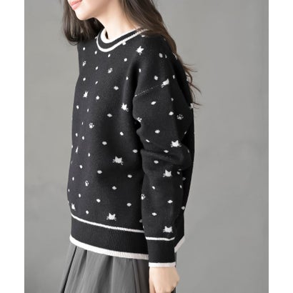 アニマルジャガードニットプルオーバー （ネイビー）｜詳細画像