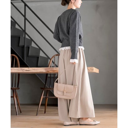 レースペプラムフリルニットカーディガン （アイボリー）｜詳細画像