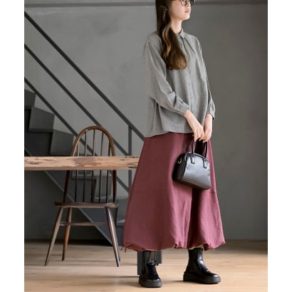 コットンネルレギュラーカラーブラウス （ブラック）｜詳細画像