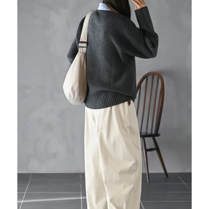 布帛ドッキングニットプルオーバー （杢チャコール）｜詳細画像