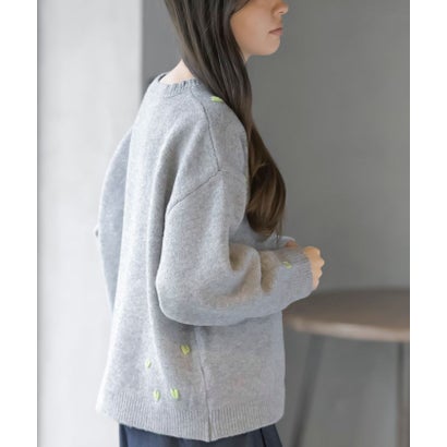 ハート刺繍ニットプルオーバー （アイボリー）｜詳細画像